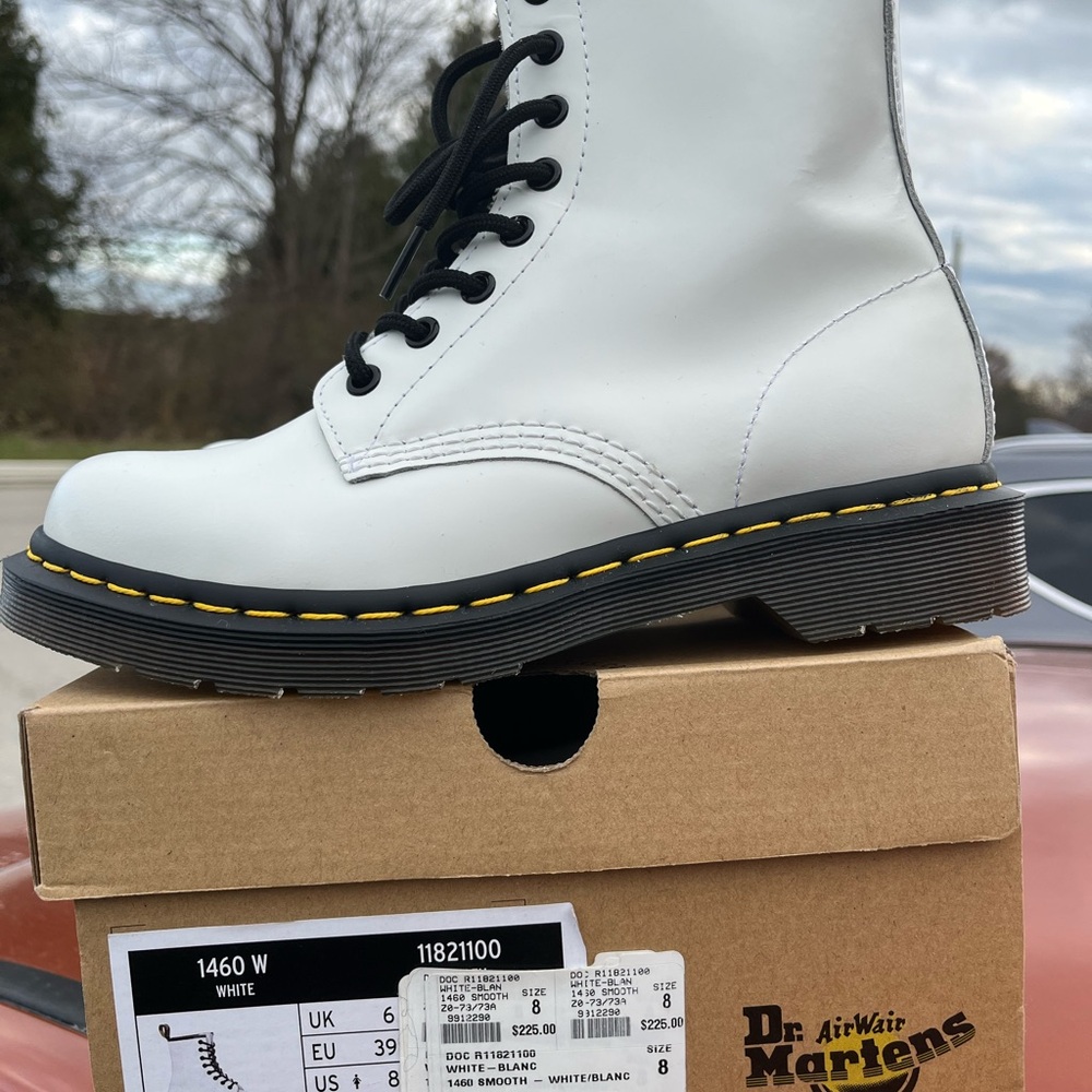 Dr. Martens White Boots with Black Laces